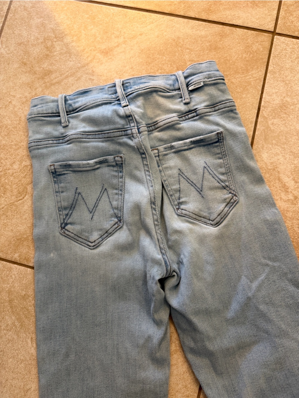MOTHER the hustler ankle fray Light Blue High-Rise Cropped Straight Jeans - Picture 6 of 10
